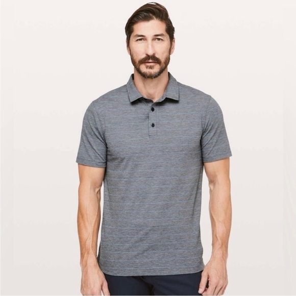 lululemon Evolution Polo Shirt Lookout Stripe Gray - Picture 2 of 14